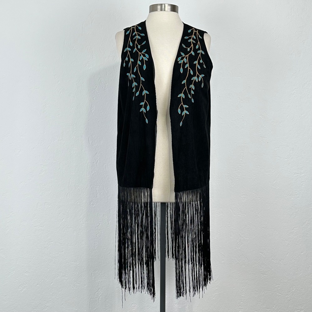 Boho Western Stevie Vest Sz Small Fringe Embroidered Concert Festival Cowgirl